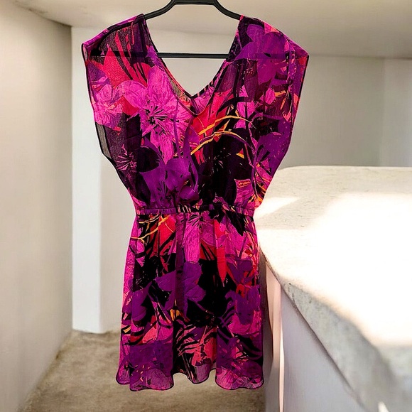 EUC! Express Vibrant Floral Mini Dress - Picture 3 of 4